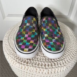 Vans Slip-On Checkerboard Sneakers in Multicolor